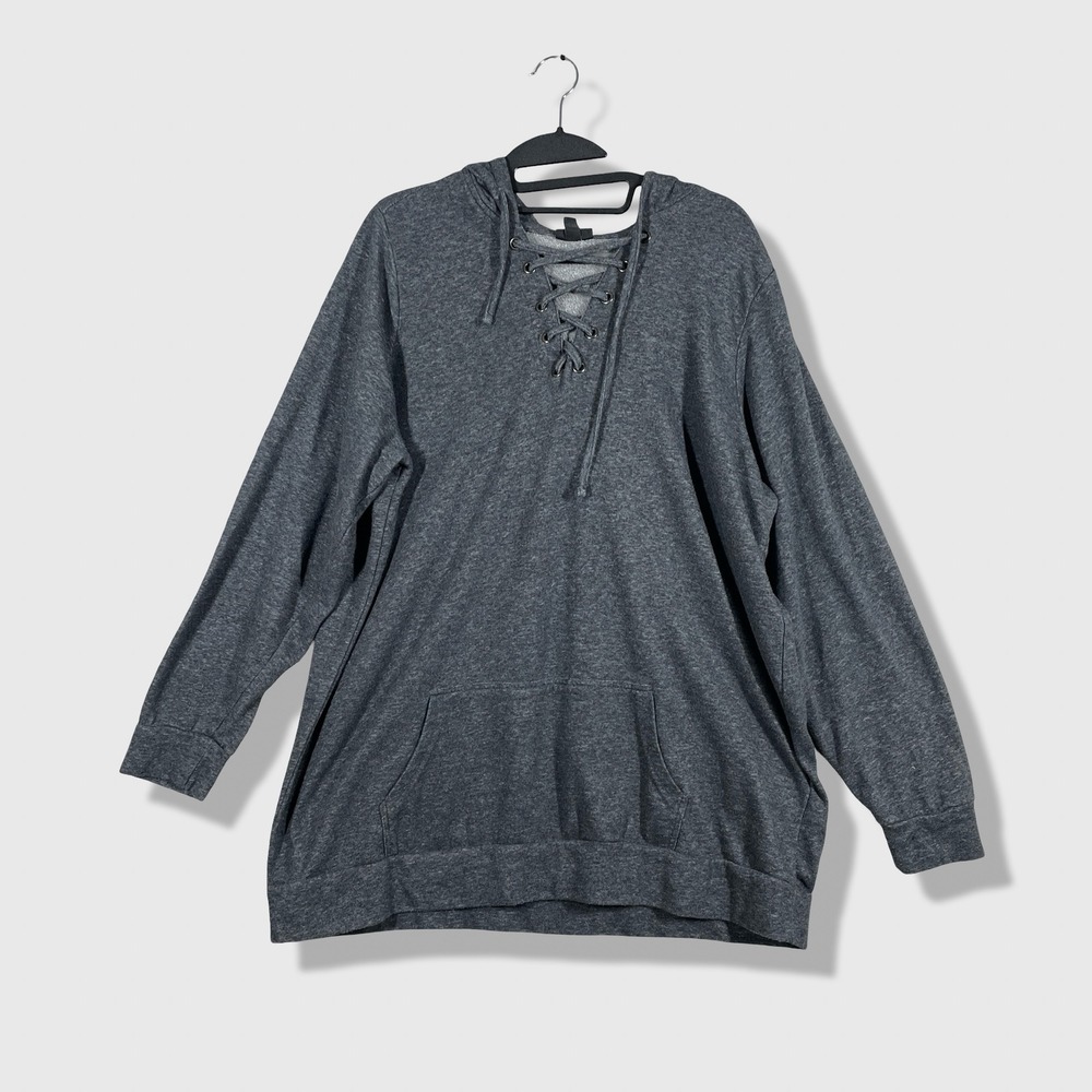Torrid Hoodie Womens 2X Grey Lace Up Front Casual Athleisure Grunge Edgy